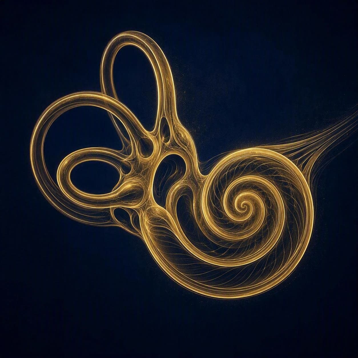 Illustration of the inner ear's balance and hearing organs